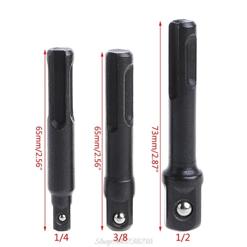 3pcs SDS Plus Socket Driver Drills Set Drill Bit Adaptor 1/4" 3/8" 1/2" Chrome Vanadium Steel Socket Adapter Sds Power Drill Bit
