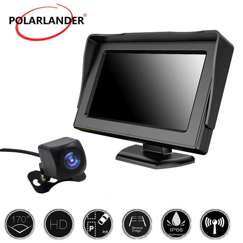 4.3 Inch Auto Monitor Parking System Tft Lcd Draadloze Display Car Rear View Monitor Draadloze Hd Reverse Camera