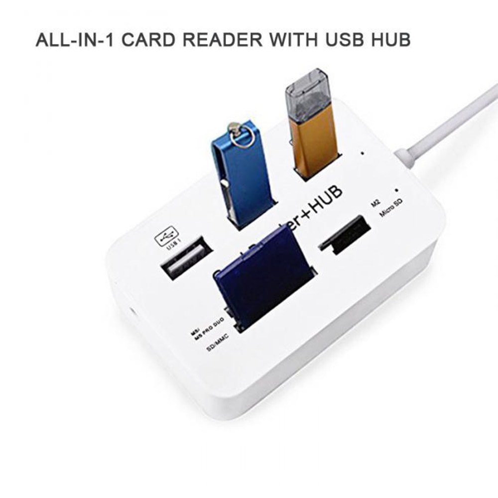 All In One USB 2.0 Hub 3 Ports With USB Card Reader Hub 2.0 480Mbps Combo For MS/M2/SD/MMC/TF For PC Laptop NK-Shopping