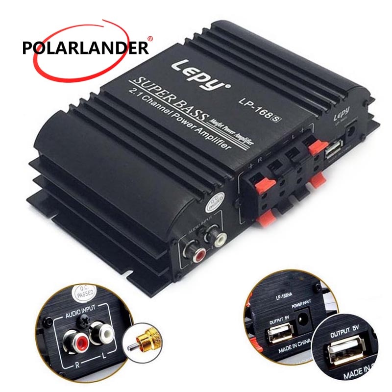 Lepy LP-168S 2 Channel Home 12V Small Car Aamplifier With Bass Adjustment With Aux Auxiliapyinput Power Switch Master Volume