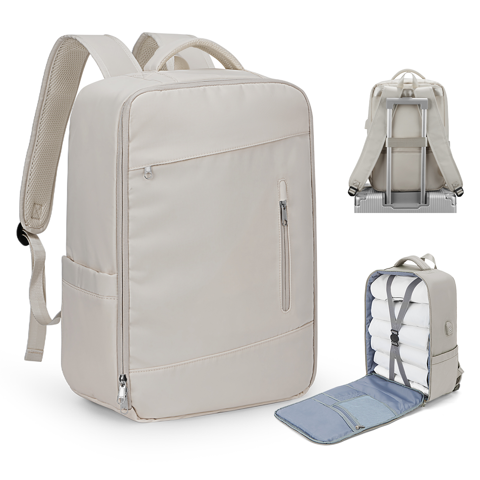 Travel Bakcpack 45x33x16 Cabin Bag Carry-Ons for Men Women Laptop Backpack Reinforced Daypack USB Short Distance Luggage: GRAY