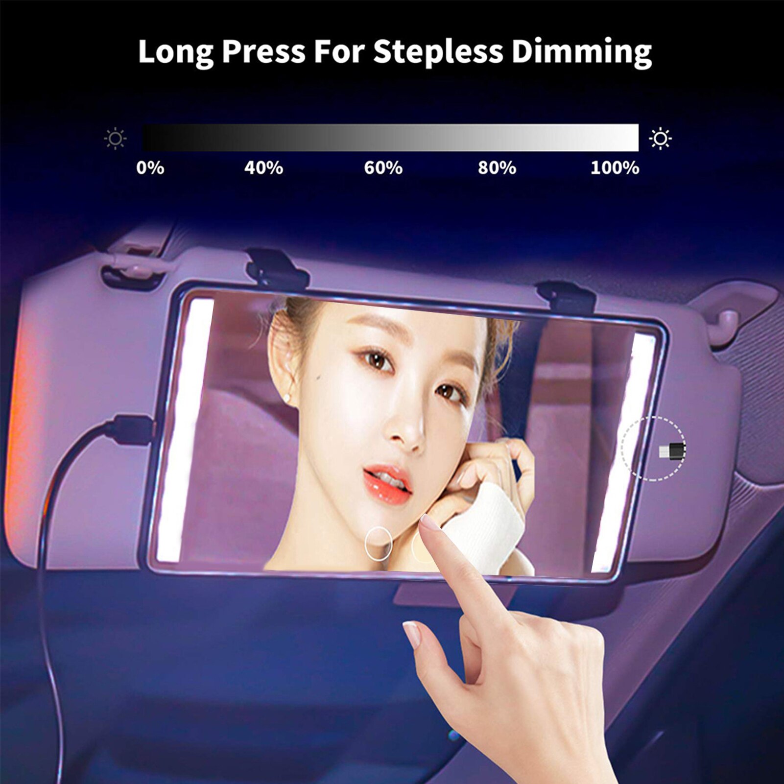 Universal LED Car Interior Mirror Makeup Mirror Touch Switch 3 Lighting Mode 22 LED Car Back Seat Safety Rear Mirror LED Mirror