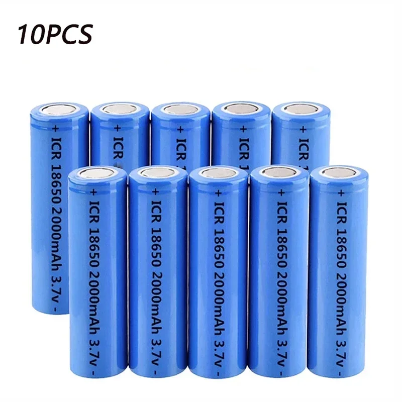 18650 3.7 V 2000mAh Battery ICR18650 Rechargeable Battery Li-ion Lithium Batteries For Power Bank Torch: Gold