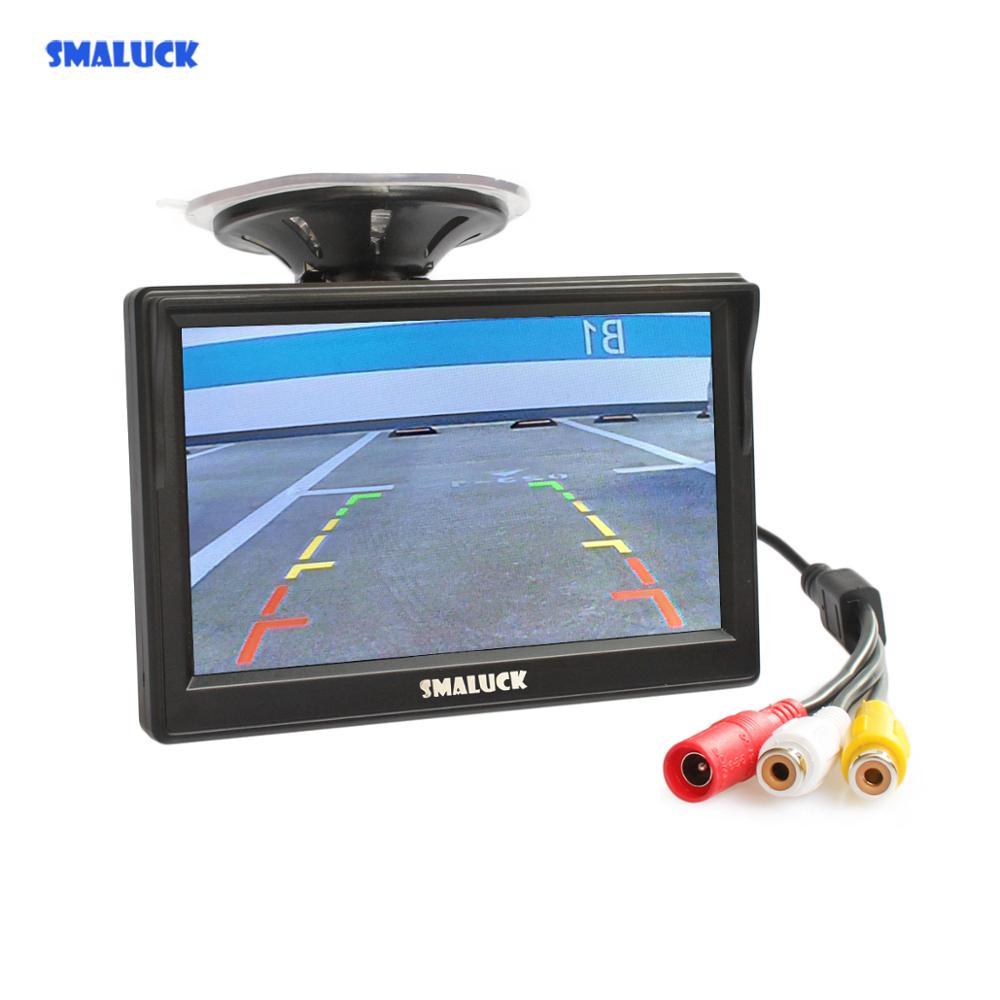 SMALUCK 5 pulgadas Monitor de coche TFT LCD de 5 "HD Digital 16:9 800*480 pantalla 2 de entrada de vídeo para cámara de visión trasera inversa DVD VCD