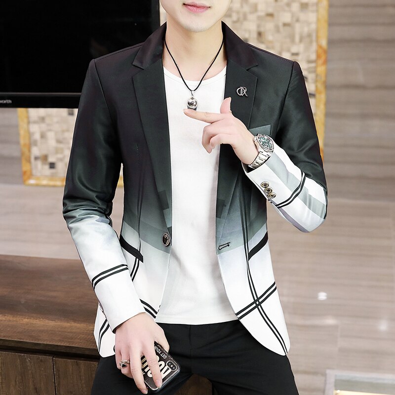 Veste de Costume à carreaux pour Homme, tenue de mariage, de soirée, de société, Slim, avec dégradé