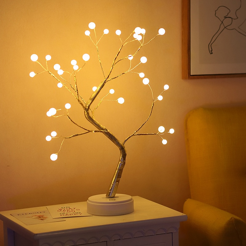 36/108 LEDS Night Light Bonsai Tree Light USB Copper wire Table Lamp for Home bedroom indoor kids bar Decor fairy light