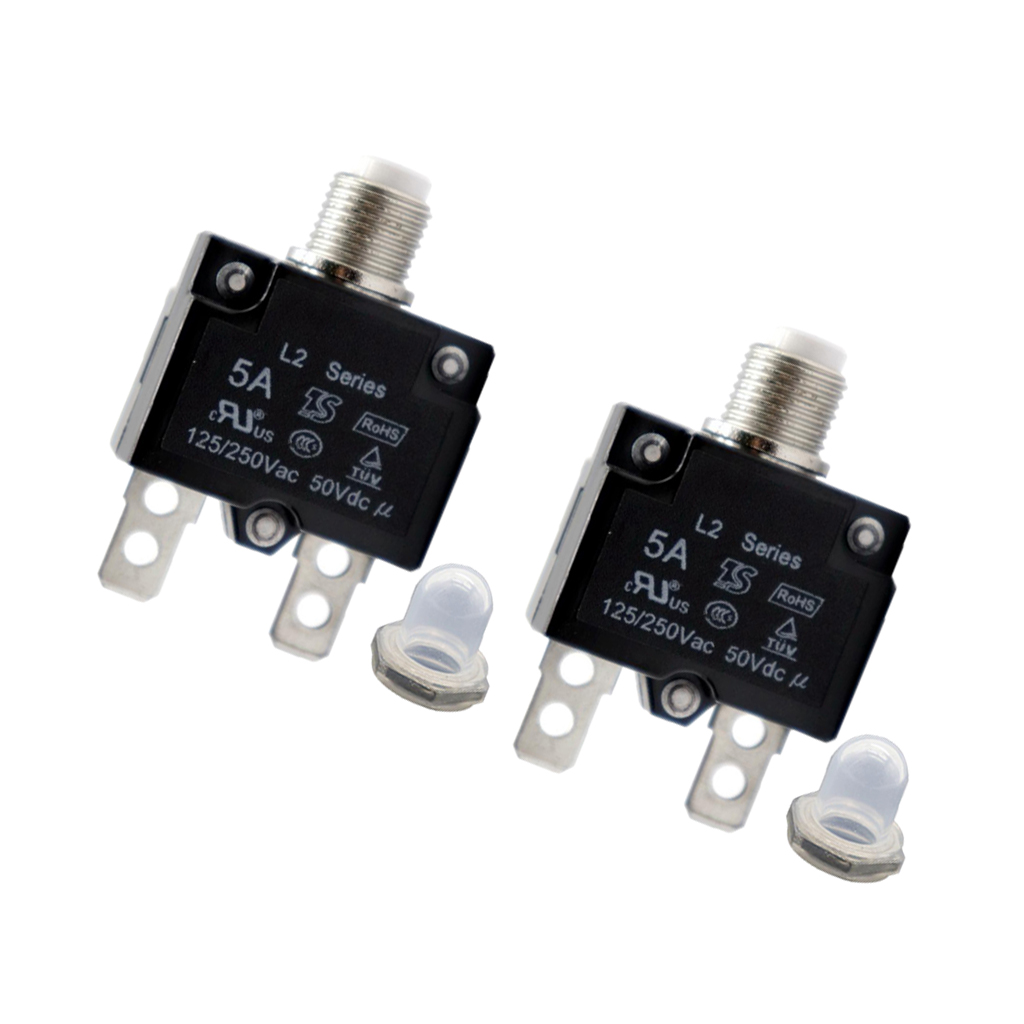 2x 5Amp Push Button Manual Reset Thermal Circuit Breaker Overload Switch