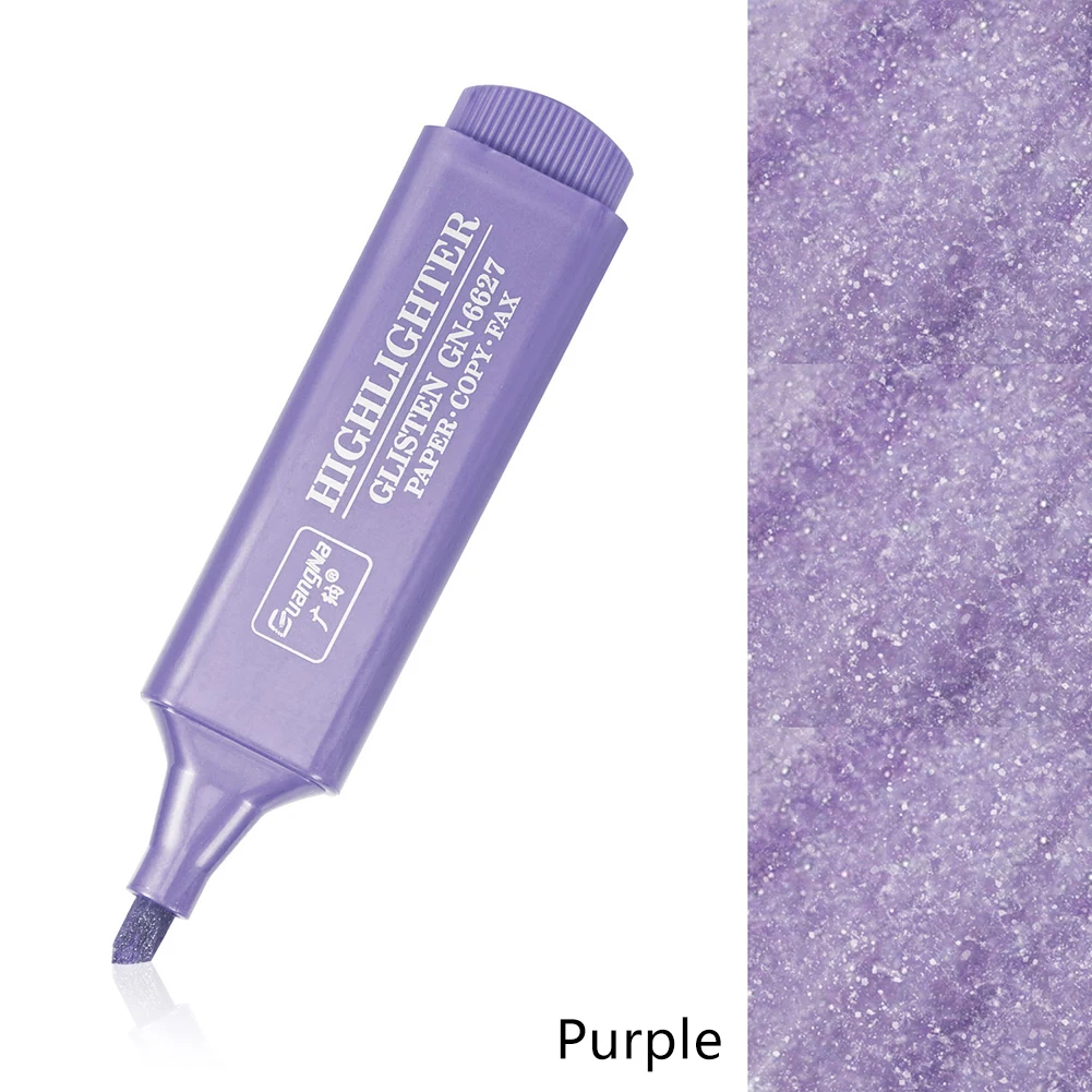 Resaltador metálico, marcadores fluorescentes con purpurina, bolígrafo brillante para tomar notas, 8 colores para diario, suministros para álbum de recortes, arte de dibujo: Púrpura