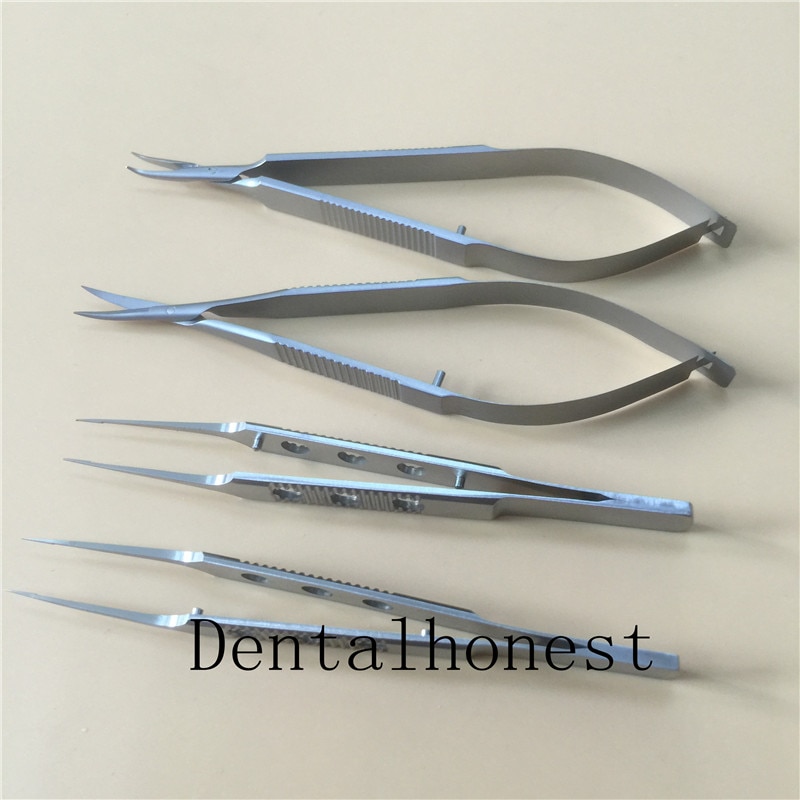 11 Cm Rvs Oogheelkundige Microchirurgische Instrumenten Naald Houder Micro Schaar Pincet Hand Chirurgie 4 Stks/set