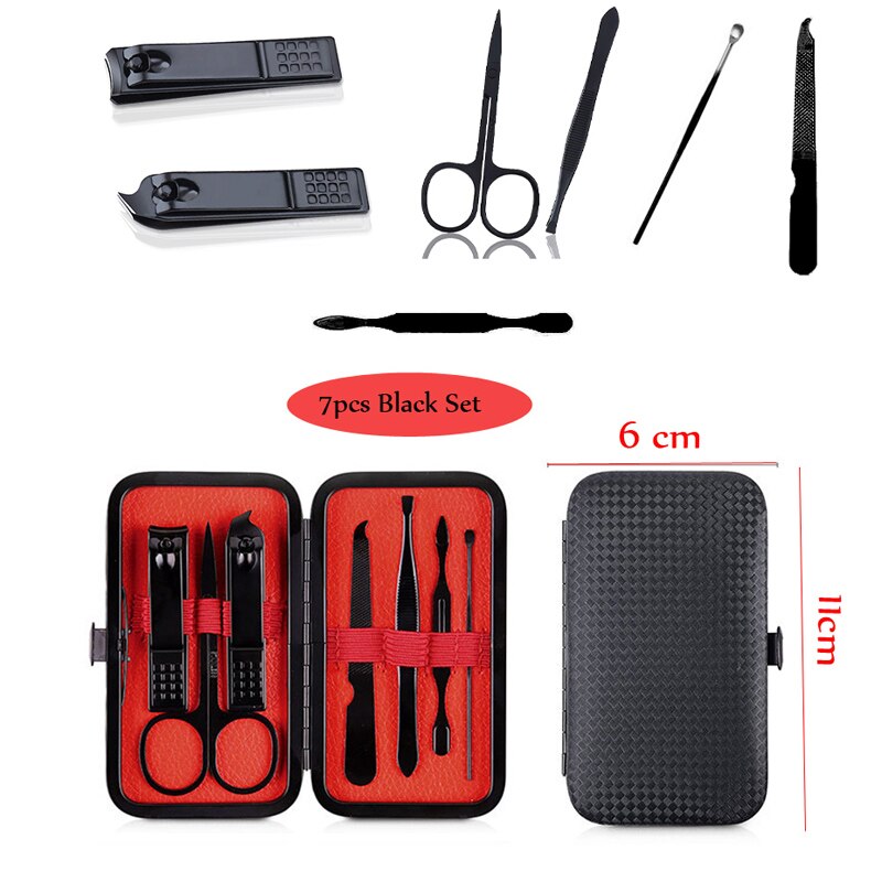 7 o 18 Uds cortadores de manicura juego de cortaúñas cuchara de oreja de acero inoxidable para el hogar tijeras de pedicura herramienta para belleza: Blanco