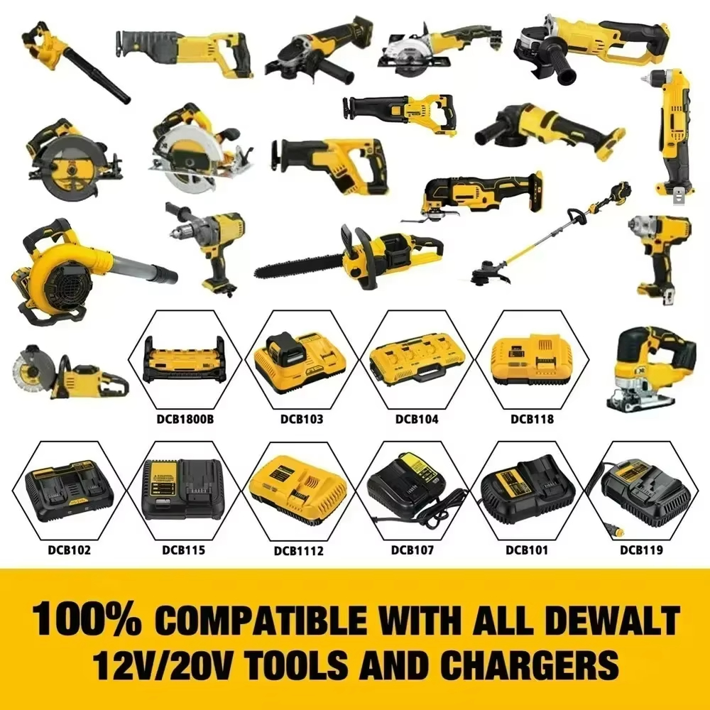 Batería DCB200 de 20V Compatible con herramientas eléctricas dewalt, herramienta eléctrica recargable de 18V y 12Ah, baterías de litio de 20V, 18 voltios, 18v, 12Ah