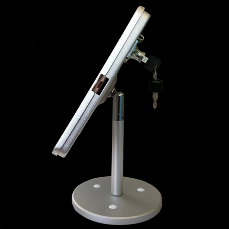for ipad 10.2" 7th Gen desktop kiosk/ security display at hotel or bank / lock metal frame stand on table screw on countertop