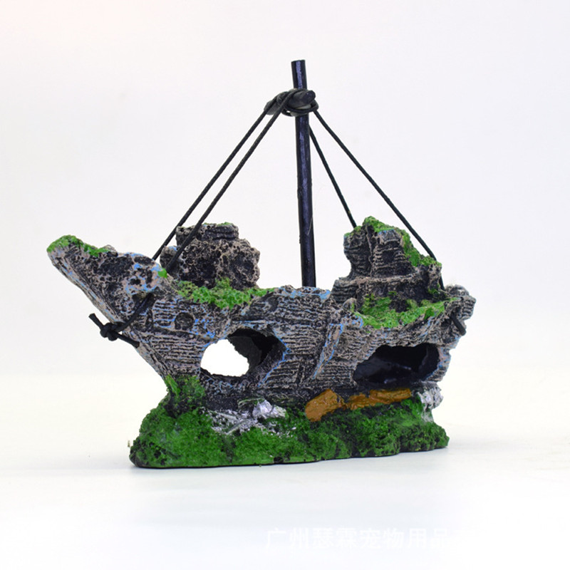 Aquarium Aquarium Decoraties Landschap Piratenschip Wrak Decor Hars Boot Ornament Aquarium Accessoires Decoratie