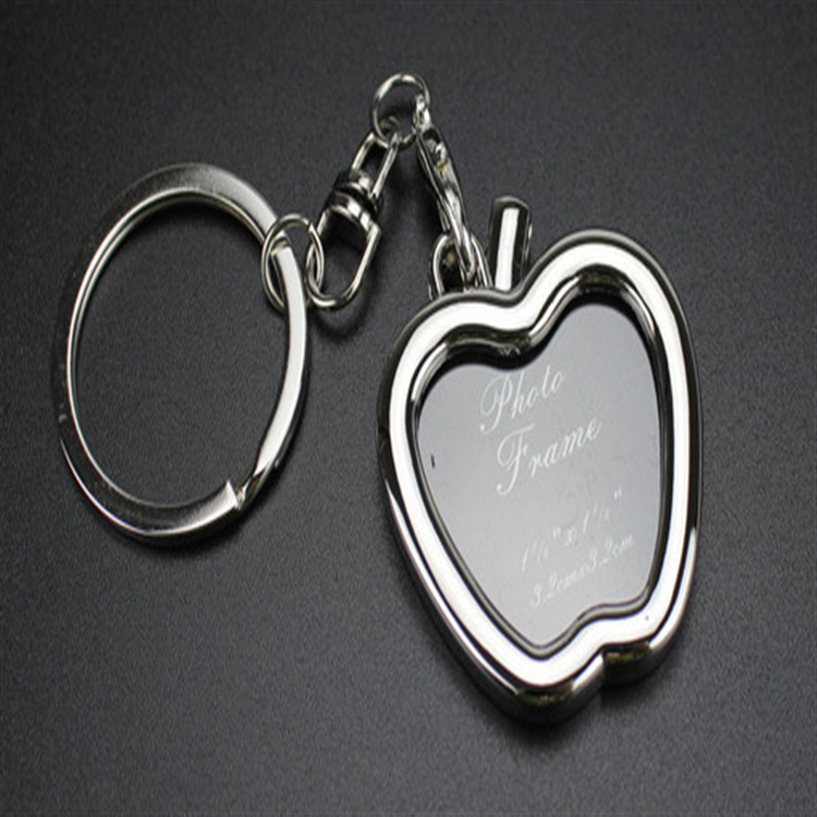 1 stks blanco fotolijst sleutelhanger cadeau autosleutelhangers hangers metalen sieraden sleutelhangers voor mannen en vrouwen: Blauw