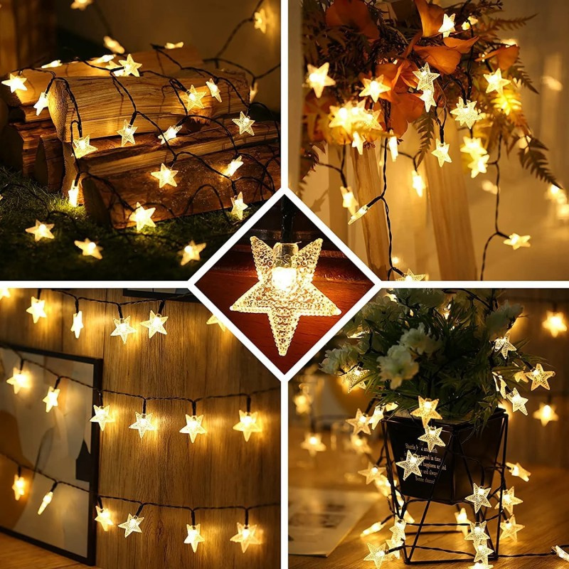 12M 7M 5M Solar Stern Lampe Outdoor Garten Girlanden Fee Funkeln LED Lichterkette für Weihnachten baum Hochzeit Party Dekoration