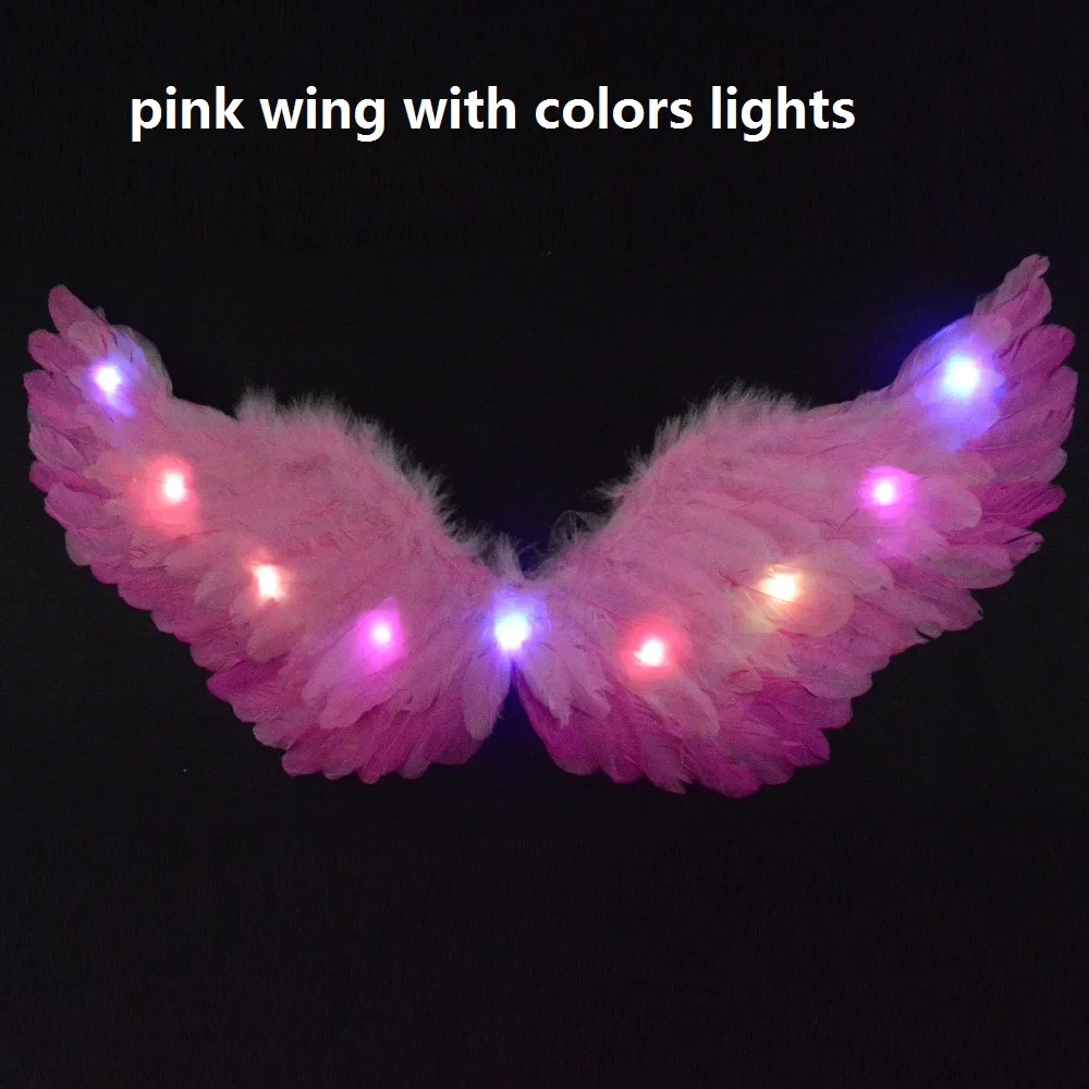 Princess Women Kids LED Glow Light Angel Feather Wing Fairy Girls Props Party Costume Wedding Decoration Christmas Halloween