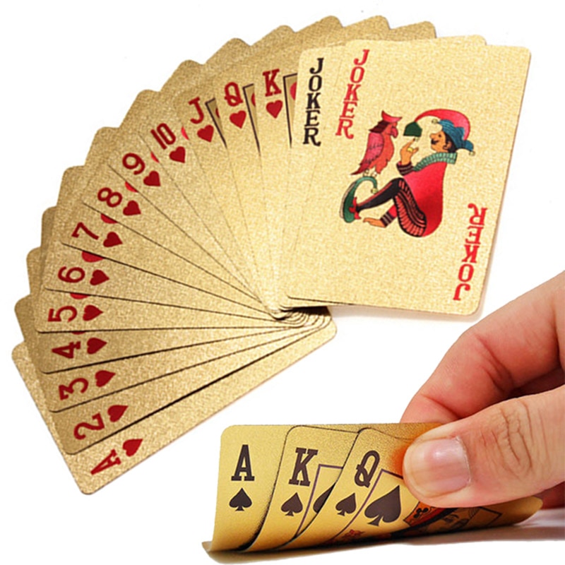 24K Gold Speelkaarten Poker Game Dek Goudfolie Poker Set Plastic Magic Card Waterdicht Kaarten