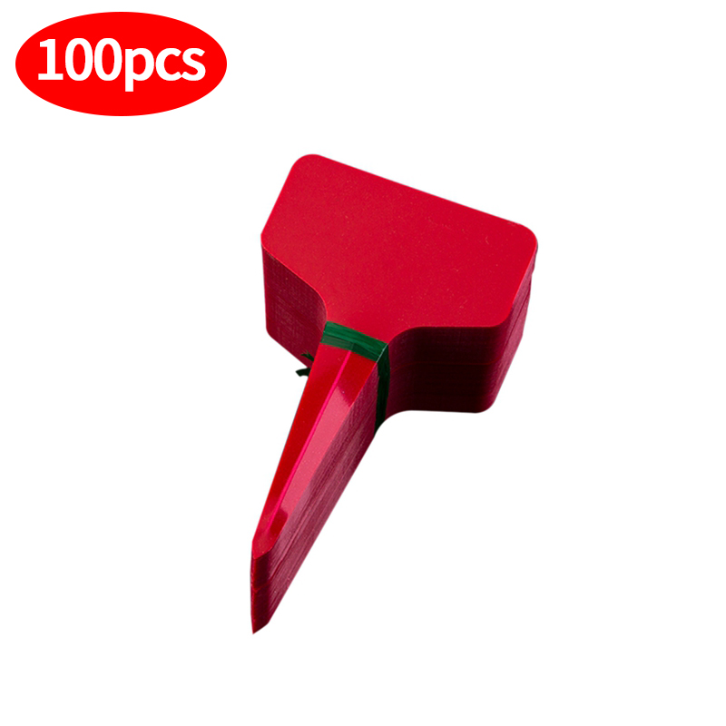 100Pcs Waterproof Plant Markers Mini Garden Sign Plant Labels Plants Tags Plastic Nursery T Type Colorful Flower Ornaments: 6x10cm Red Tags