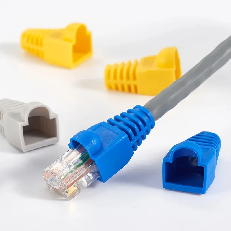 20/50/100 stuks gemengde kleuren cat 5e cat 6 rj45 ethernet netwerkkabel trekontlastingshoezen kabelconnector stekkerafdekking