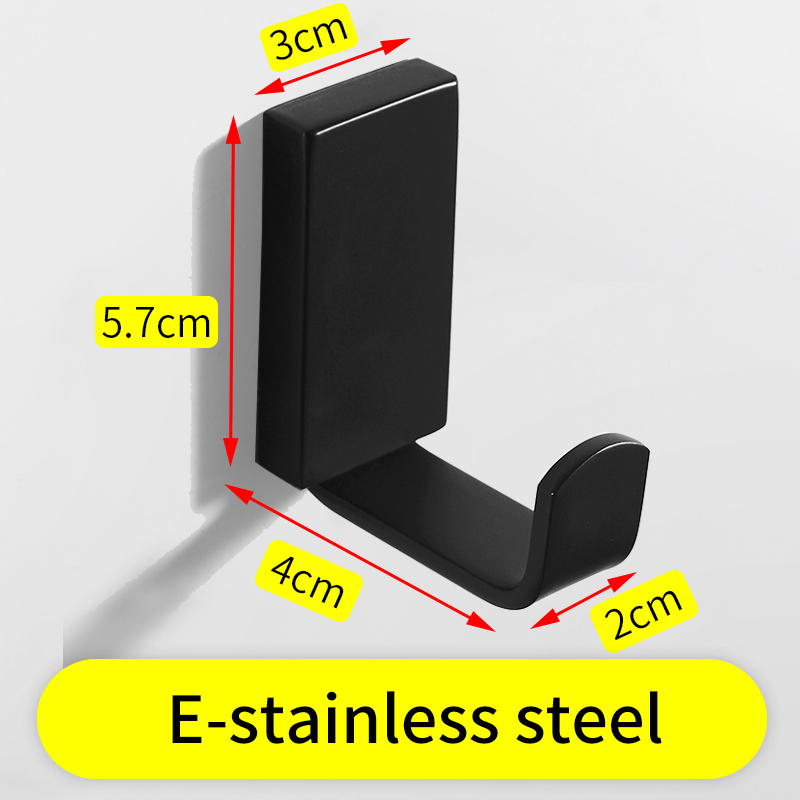 Kappekrok rustfritt stål baderomskrok svarte kroker for oppheng av håndklær veske lue kleskrok vegghenger maskinvare for bad: E-rustfritt stål