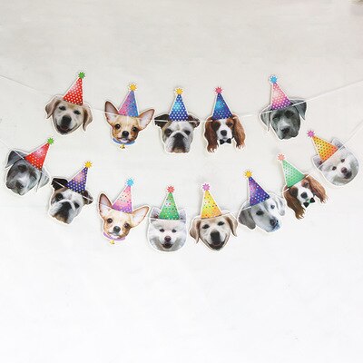 Dog Birthday Party Decor Banner Bunting Garland Banner Pet Dog Cat Party Supplies Cute Dog Banner For Dinner Party: Dog Banner C