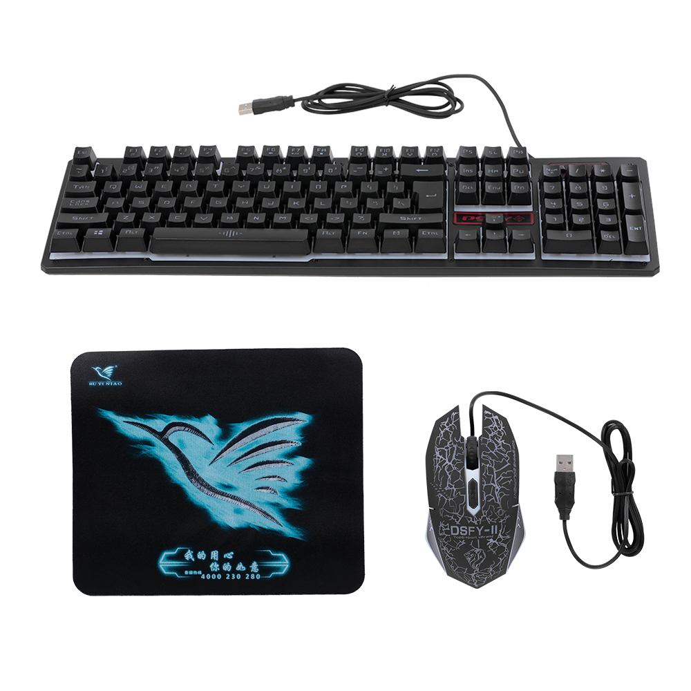 Usb Bedrade Gaming Toetsenbord En Muis Combo Waterdichte 3 Kleur Backlit 2000 Dpi Voor Home Office Toetsenbord En Muis Combo