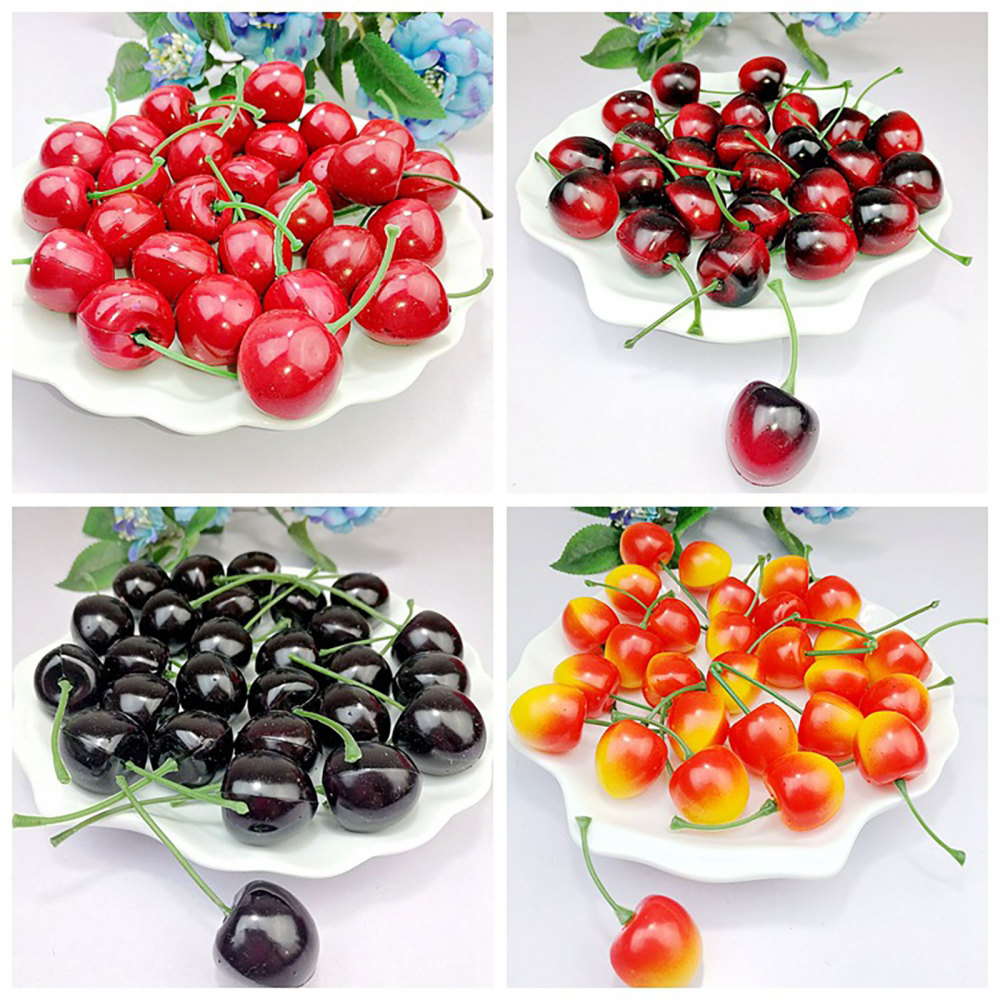 Simulation Cherry Cherries Realistic 2.5cm 50pcs/set 50pcs 205cm Plastic For Party Decor Mini Fruits