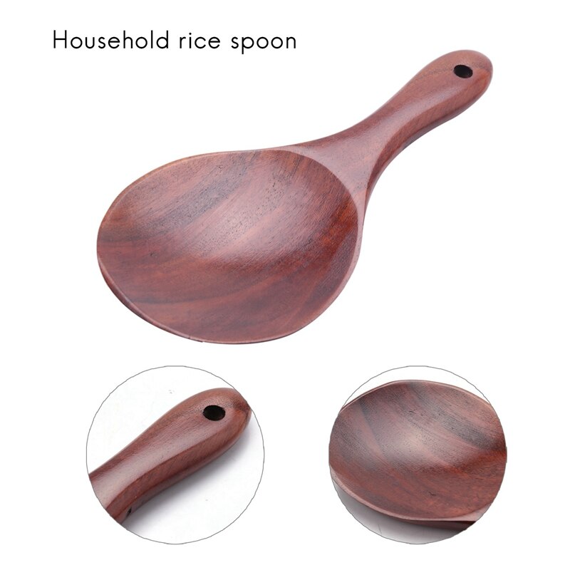 4X Teak Wood Spoon Natural Solid Wood Rice Spoon W... – Grandado