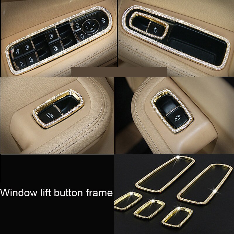 Auto Styling Gouden Stuurwiel Volume Ring Venster knop Trim voor Porsche Panamera Cayenne Macan Auto Interieur Accessoires