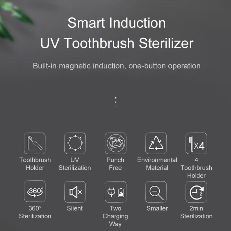 Uv-licht tandenborstel sterilisator, stootvrije tandenborstelhouder, opladen antibacteriële ultraviolet tandenborstel sterilisator doos