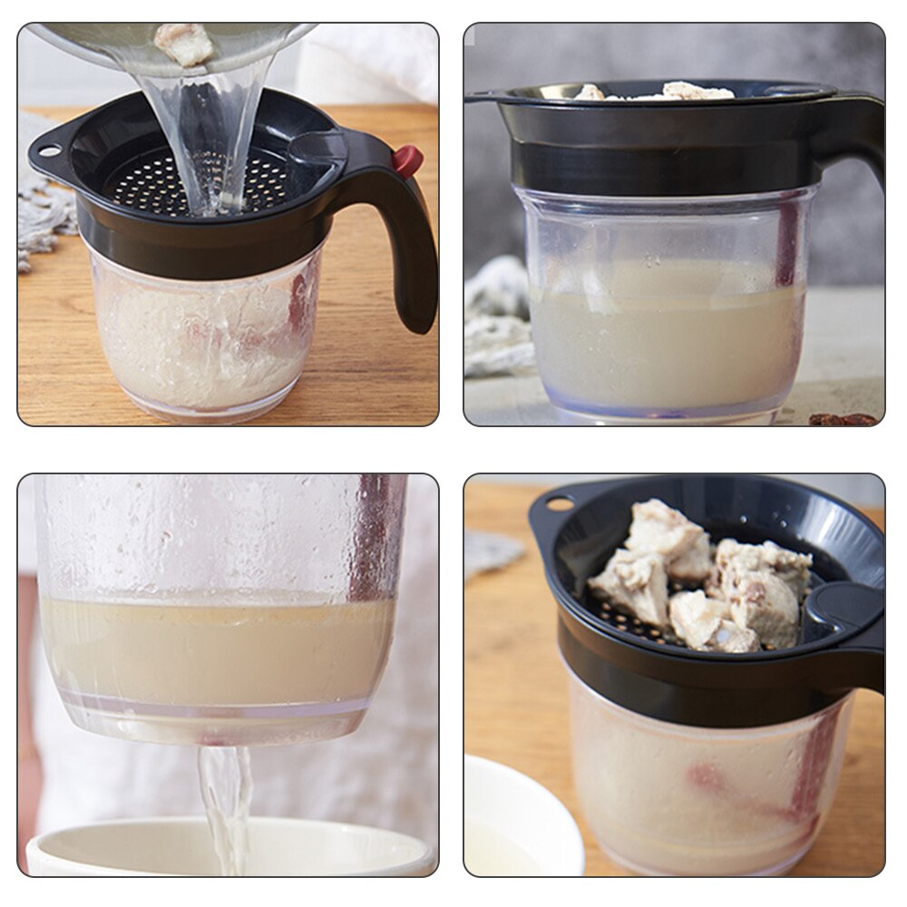 Filtro de residuos de aceite de la sopa multifuncional, dispensador de grasa removible, práctico, resistente al calor, con Mango antideslizante
