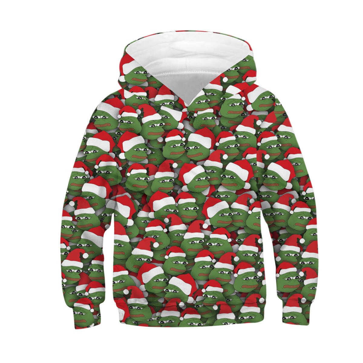 Christmas Snowman Printed Children's Long Sleeve Hooded Sweatshirt Fall/Winter Sweatshirt Christmas: Green Head Monster / 135cm-140cm