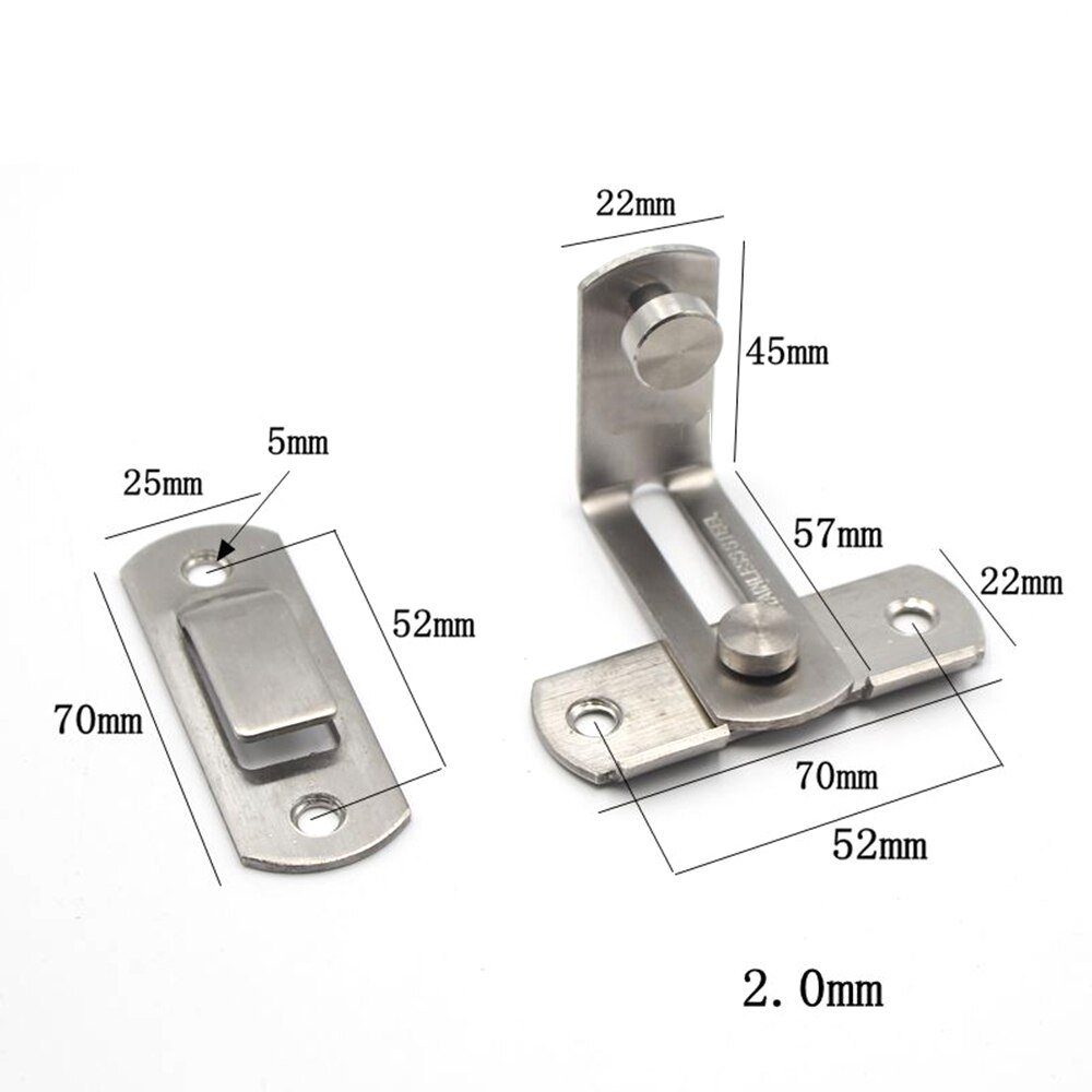 Stainless Steel Door Lock Bolt Catch Latch Slide For Bathroom Toilet Bedroom