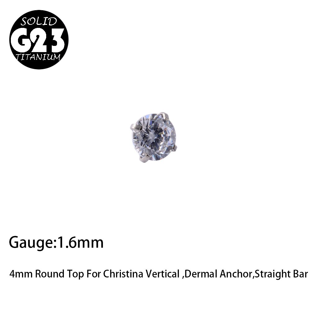 1PC G23 Titanium Christina Vertical Hood Piercings CZ Gem Dermal Anchor Crystal Flower Straight Barbell Jewelry Piercing 1.6mm: ROSE GOLD COLOR