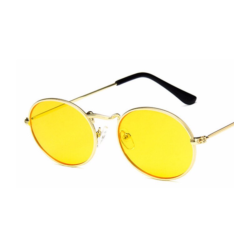 Haptron retro ovale solbriller kvinder luksusmærke vintage lille sort rød gul mænd nuancer solbriller oculos  uv400: C5