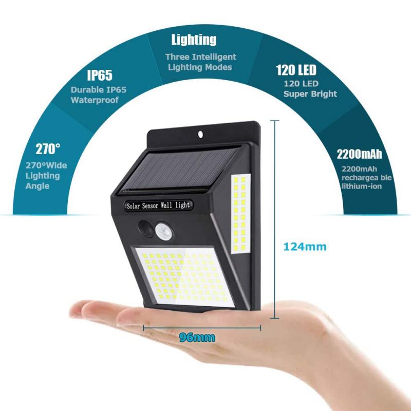 IP65 Waterproof Solar Lights Outdoor 270° Lighting Angle Wireless Outdoor Solar Security Light For Porch Garden Yard Fence Patio