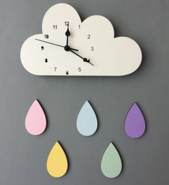 Ins Explosie Modellen Nordic Thuis Cloud Raindrop Klok Cartoon Baiyun Stille Klok Muur Kinderkamer Decoratie: colorful