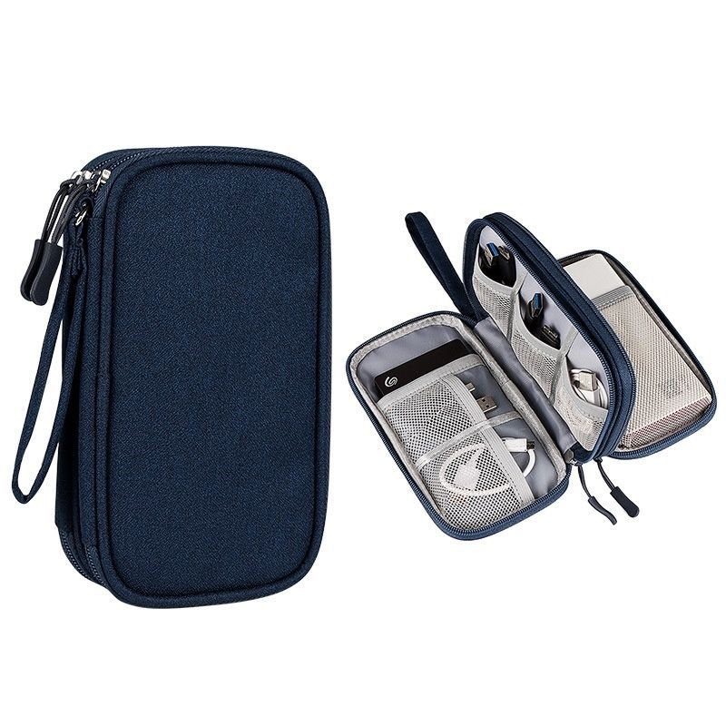 Draagbare Reis Digitale Product Opbergtas Organizer Multi-Layer Headset Kabeltas Opladen Schat Usb Datakabel Tas: Bruin
