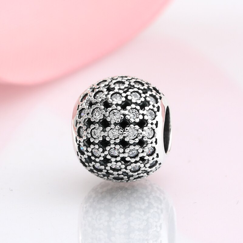 925 Sterling Silver Like sunflower sparkling CZ beads Fit Original JIUHAO Charm Bracelet Jewelry making