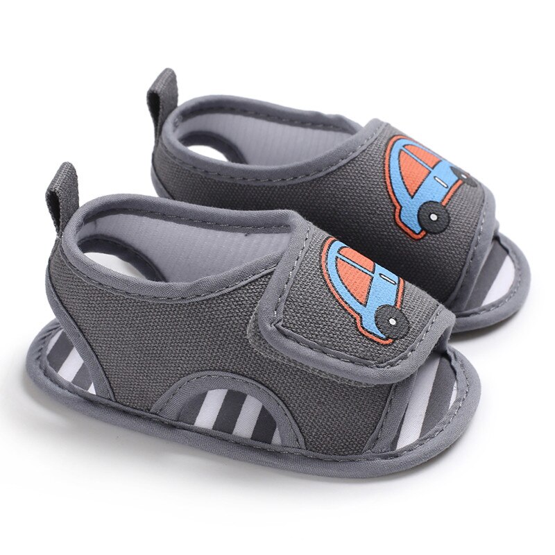 Pudcoco Newborn Baby Boys Girls Summer Sandals Cute Cartoon Car Print Soft Sole Crib Shoes Clogs Toddler Prewalker Sandals Shoes