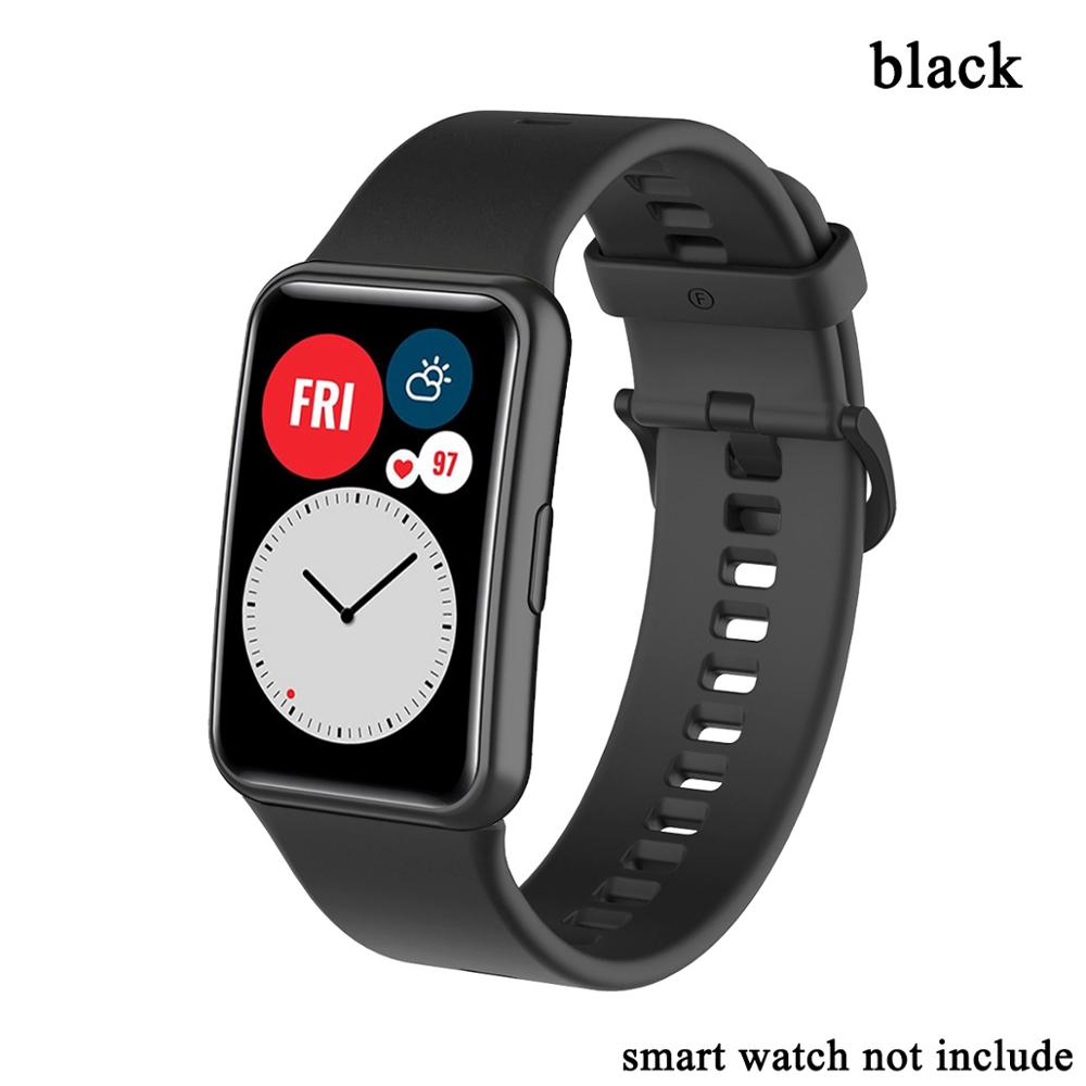Pulseira de substituição para huawei relógio ajuste banda para huawei ajuste pulseira silicone TIA-B09 acessórios relógio inteligente cinto loop: black