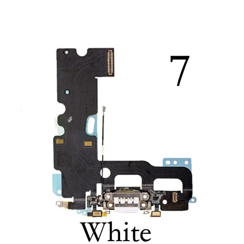 Applicable to iPhone 6 6s Plus 7 SE base tail plug cable, bottom USB charger microphone port base charging cable.: 7 White