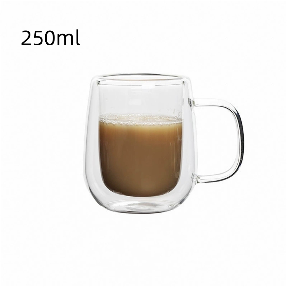 1 st Dubbelwandige Glazen Koffiekop met Handvat Geïsoleerde Glazen Espressokopjes Voor Koud/Warm Drank Americano/Lattes/Thee/Sap/Melk: Licht Groen