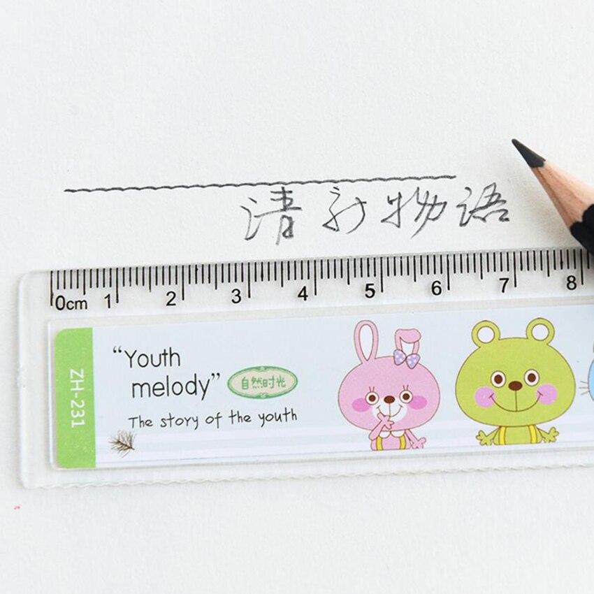 Mini regla de 20 Cm con dibujos animados para niños, regla recta de estudio, medida de papelería, 1 unidad