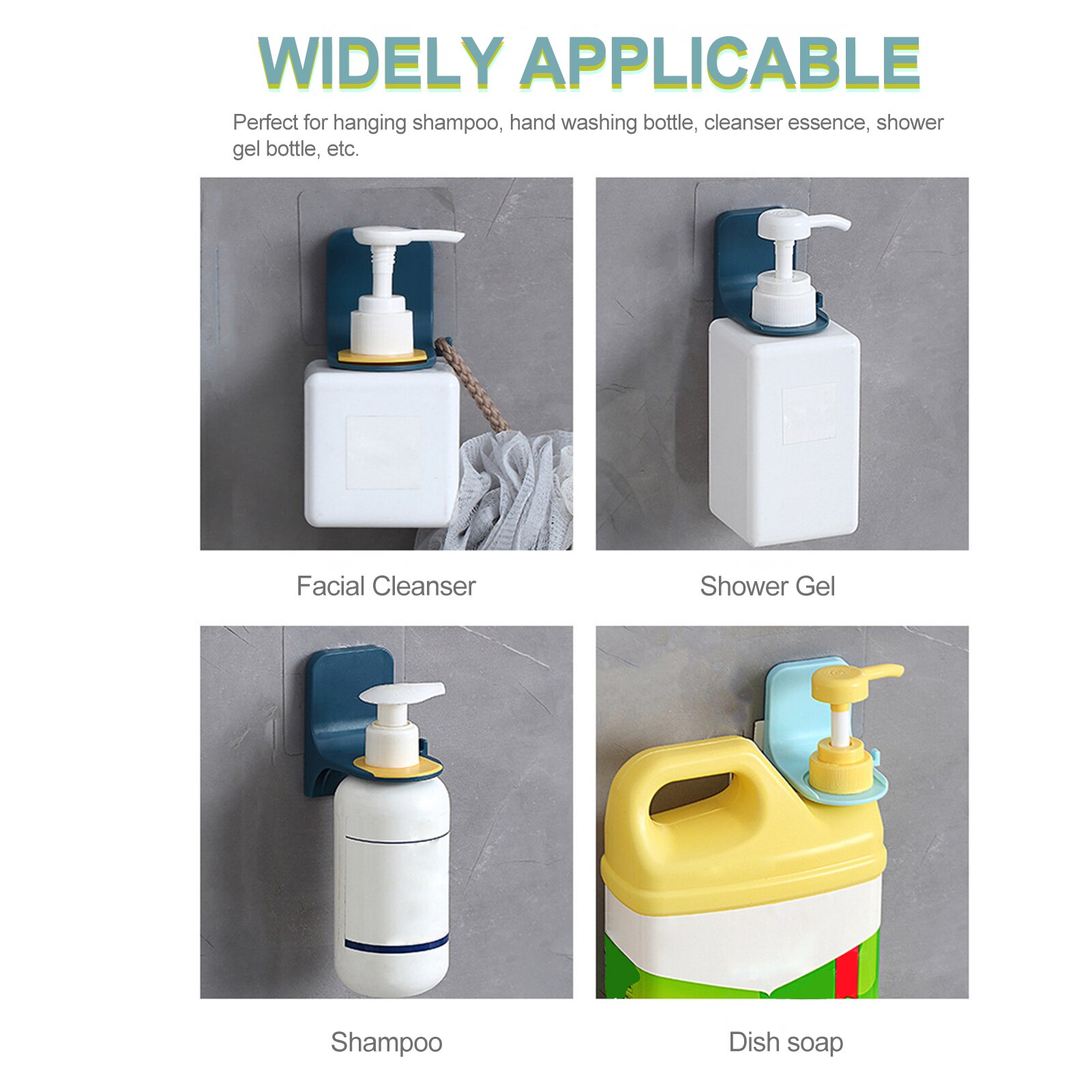 Bottle Holder Hook Self Adhesive Shower Gel Bottle Rack Hook Wall Mounted Shampoo Holder Hook Hanger Hand Washing Hook