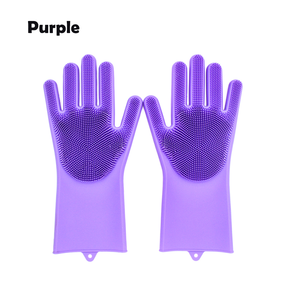 A Pair Magic Silicone Scrubber Rubber Cleaning Gloves Dusting Dish Washing Pet Care Grooming Hair Car Insulated Kitchen Helper: 4 / 1 pcs for right hand