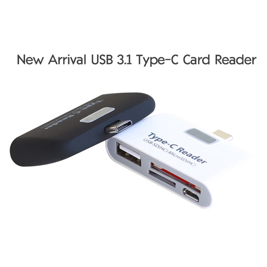 USB C Hub Adapter TF/SD Card Reader USB C Hub Multiport Adapter USB C to USB 3.1 with Charging Port, Black, White