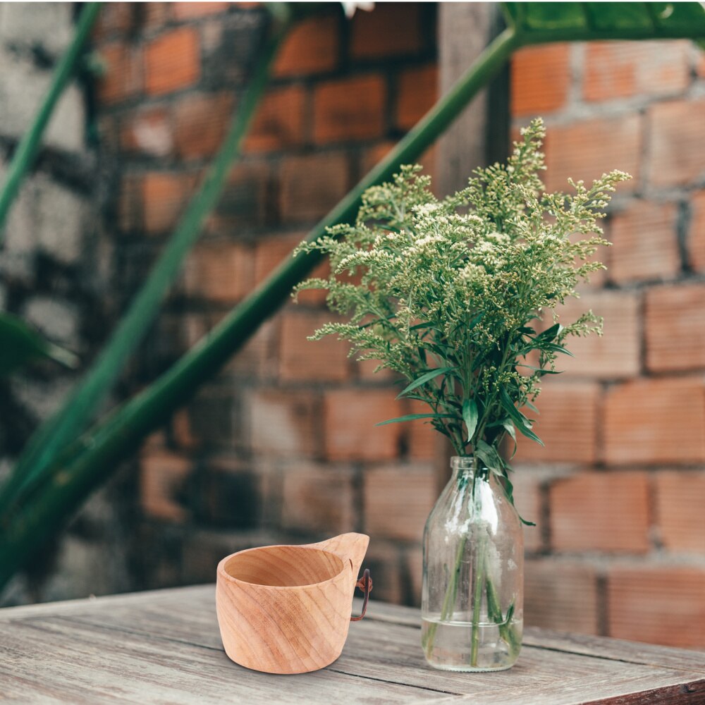 270ML de madera de caucho de taza de la taza de café de la taza para tomar agua-15x8,5x6cm (Carey taza)