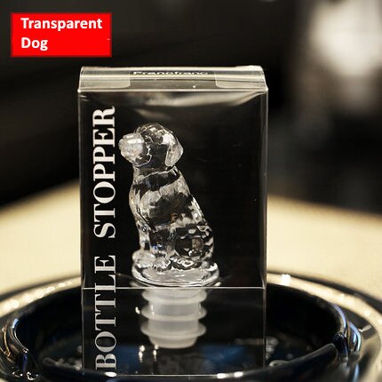 Tapón de botella de vino Animal, tapón de silicona para champán, tapa con sello para perro y gato bonito: 1pc transparent dog