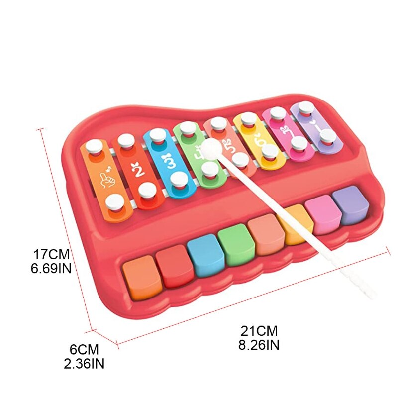 2 In 1 Baby Piano Xylofoon Met 8 Veelkleurige Toetsenbord Voorschoolse Educatief Musical Learning Instrument Speelgoed Voor